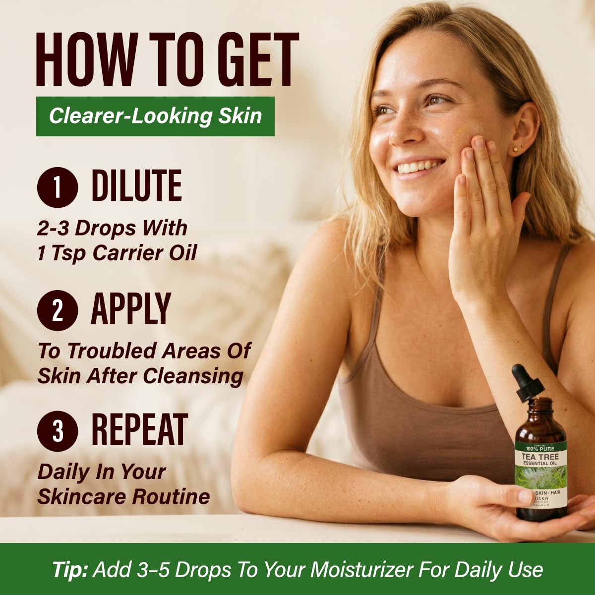 Tea Tree Essential Oil with Aromatherapy Stone - Image 2