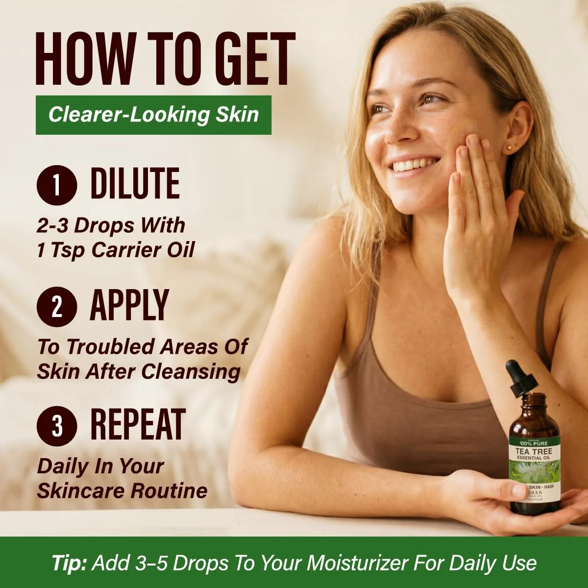 Tea Tree Essential Oil with Aromatherapy stone - Image 2